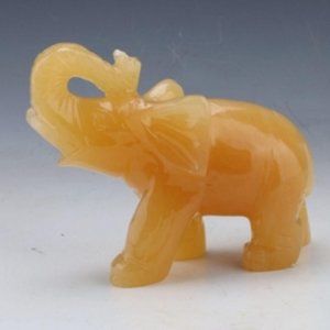 NEW Chinese Orange Jade Elephant Figurine
